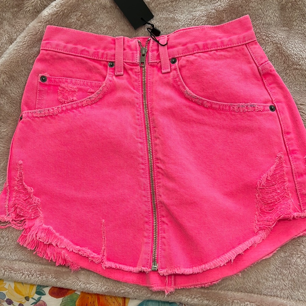 NWT LF Carmar mini hot pink jean skirt, no longer sold